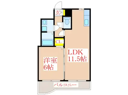 プラシード国分(1LDK/3階)の間取り写真