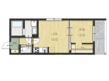 LIEN下迫(1LDK/2階)の間取り写真