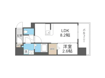 コンフォリア・リヴ南森町II(1LDK/8階)の間取り写真