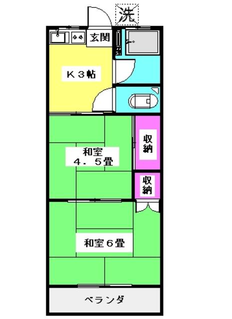 幸荘(2K/2階)の間取り写真