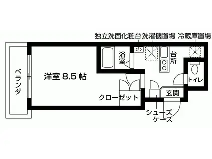 ラ・プルミエール烏丸五条(1K/1階)の間取り写真