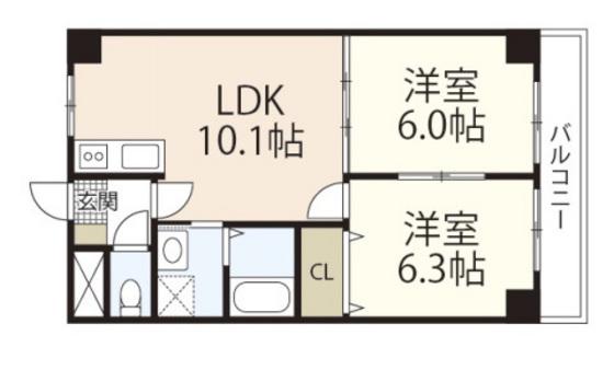 ホワイトストーン白石(2LDK/4階)の間取り写真