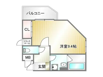 ワコーレヴィアーノ長田(1K/1階)の間取り写真