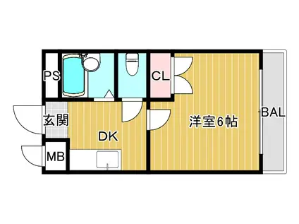グラヴィール鶴和(1K/4階)の間取り写真