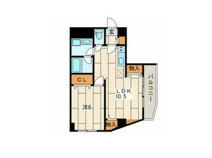 パールハイツ黒川(1LDK/4階)の間取り写真