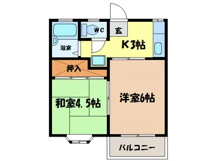 ユース青山I(2K/1階)の間取り写真
