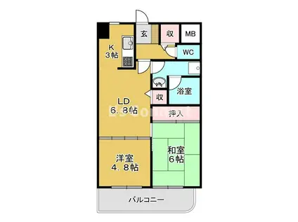朝日プラザ幸町南アペックスシティ2番館(2DK/4階)の間取り写真