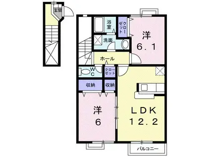 エルピーダMD棟(2LDK/2階)の間取り写真