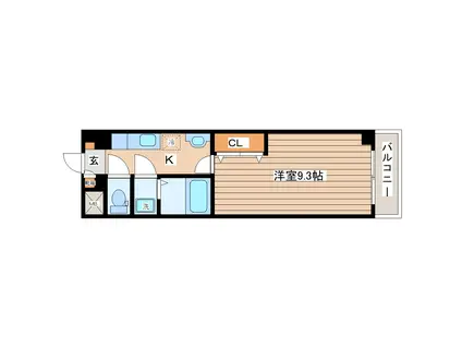 パークヒルズ上ノ台B(1K/3階)の間取り写真