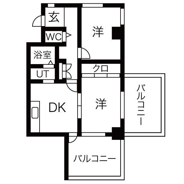 アビタマルフク(2DK/9階)の間取り写真