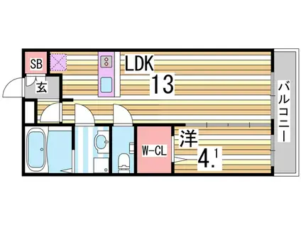 ラヴィール・メゾン(1LDK/1階)の間取り写真