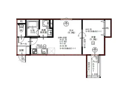 アート吹田藤が丘(1LDK/1階)の間取り写真