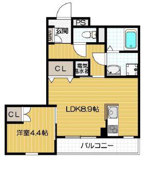ボヌーリア(1LDK/3階)の間取り写真