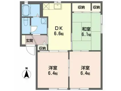 フィールドビレッヂA(3DK/1階)の間取り写真