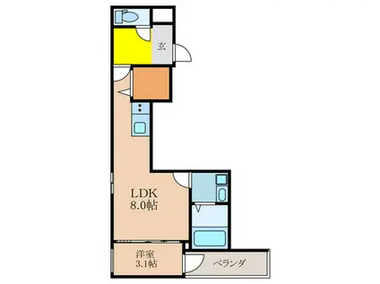 MOVE吹田(1LDK/2階)の間取り写真