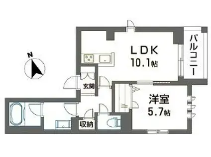 レフィシア トレジャー(1LDK/3階)の間取り写真