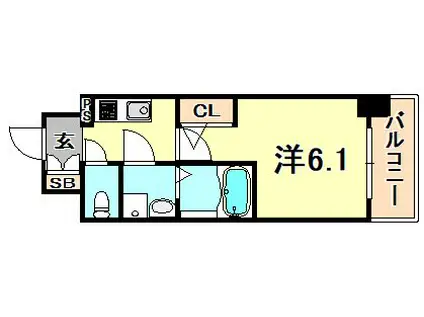 エスリード神戸兵庫駅マリーナスクエア(1K/10階)の間取り写真
