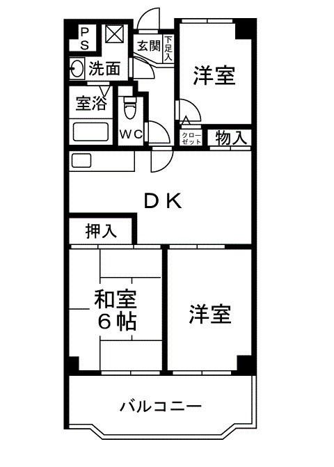 グランドール岸和田(3DK/2階)の間取り写真