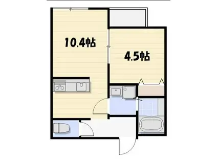 LYK都町A棟(1LDK/2階)の間取り写真