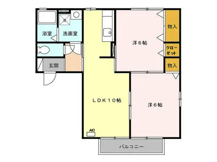 MAISONNETTEルピナス(2LDK/2階)の間取り写真