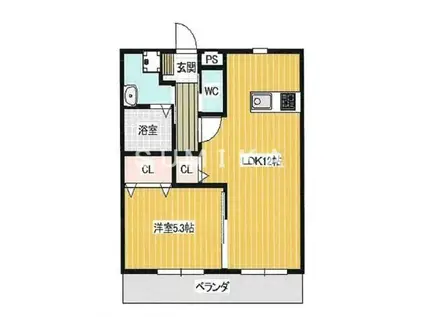 AL CUORE(1LDK/2階)の間取り写真