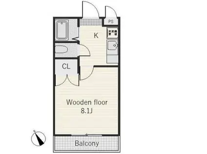 山の脇 鏡山I(1K/2階)の間取り写真