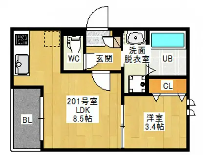 REGALEST天神川(1LDK/2階)の間取り写真