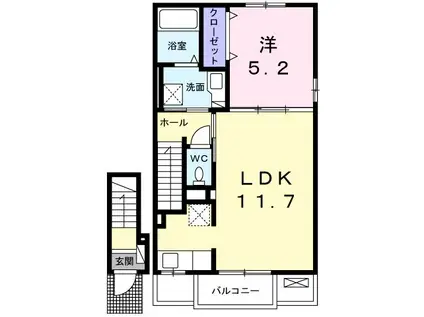 イーグレットヒルズII(1LDK/2階)の間取り写真