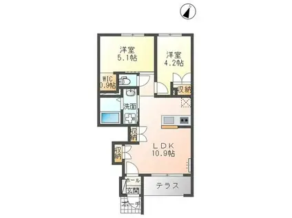 グランウッドII(2LDK/1階)の間取り写真