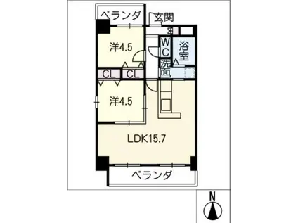 FARO TENMA(2LDK/7階)の間取り写真