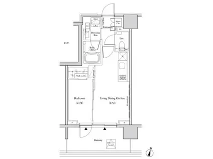 ザ・パークハビオ代々木(1LDK/3階)の間取り写真