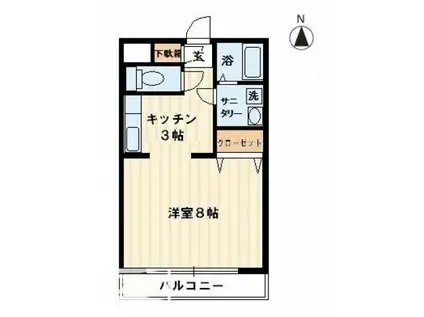 フラワーマンション(1K/2階)の間取り写真