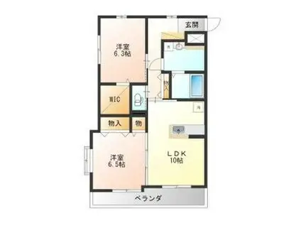 ルミエール鶴田(2LDK/2階)の間取り写真