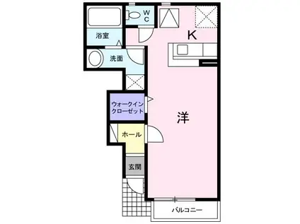 パインヒルズB(1K/1階)の間取り写真