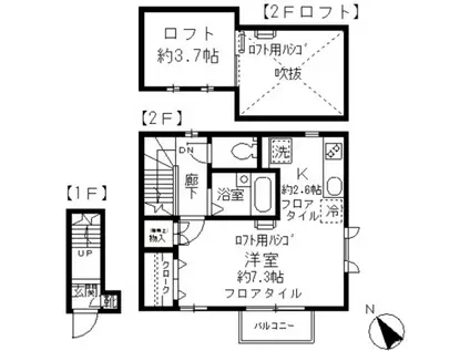 パセオフォー(1K/2階)の間取り写真