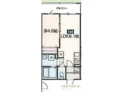 MELDIA花崎(1LDK/1階)の間取り写真