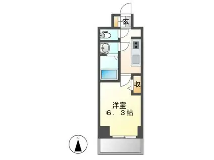 メイクス上前津III(1K/3階)の間取り写真