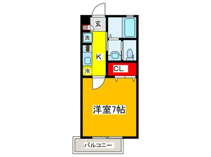 エスペランス(1K/1階)の間取り写真
