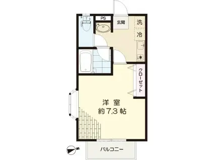 ピュアハイムITO(1K/2階)の間取り写真