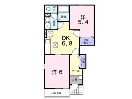 プリエール・アサヒB(2DK/1階)の間取り写真