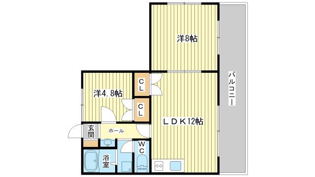 コンパスローズ白浜(2LDK/3階)の間取り写真