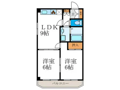 藤波ビル(2LDK/4階)の間取り写真