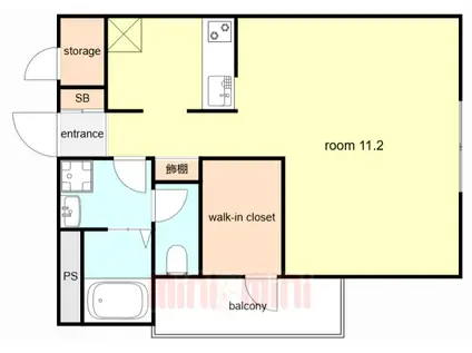 GLANZ COURT JOHN 立花町(ワンルーム/2階)の間取り写真