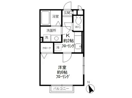 BERGPAS N ーベルフパスNー(1K/2階)の間取り写真