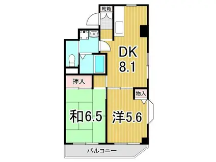 第2エールクレール(2DK/6階)の間取り写真