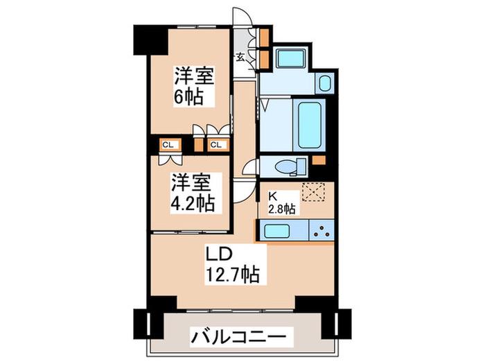 リーラ横浜川和町(2LDK/5階)の間取り写真