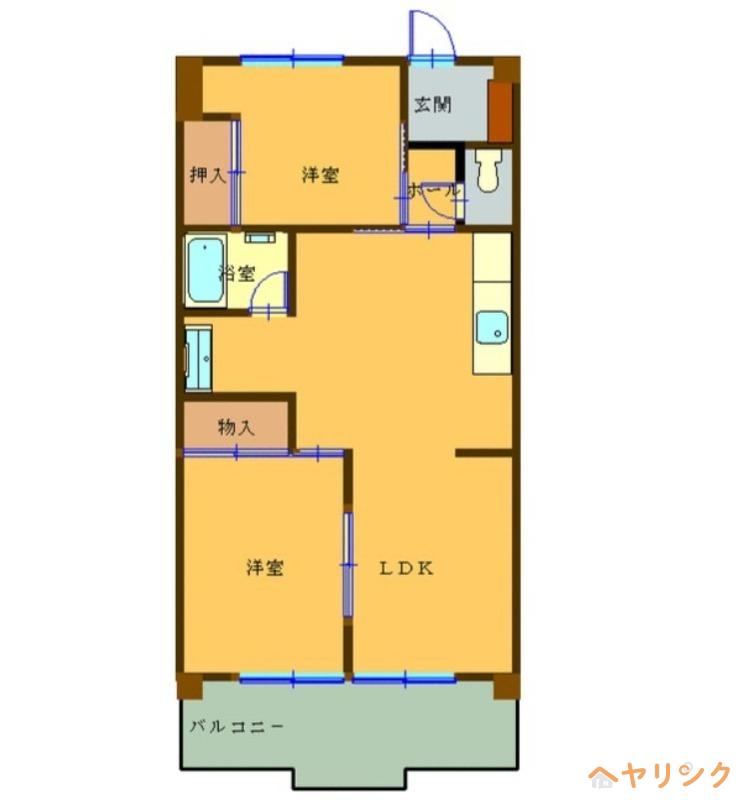 第2サンハイツ余合(2LDK/3階)の間取り写真