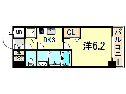 グランカリテ神戸ハーバーランド前(1K/7階)の間取り写真