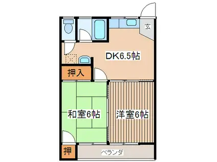 セレクトハウス八幡(2DK/1階)の間取り写真