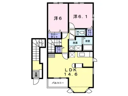 ノートルハウスI(2LDK/2階)の間取り写真